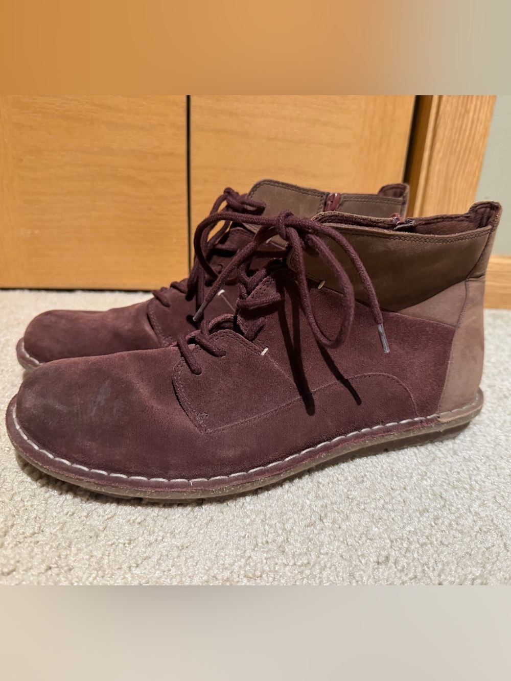 Women’s two-toned Clarks booties ankle boots
